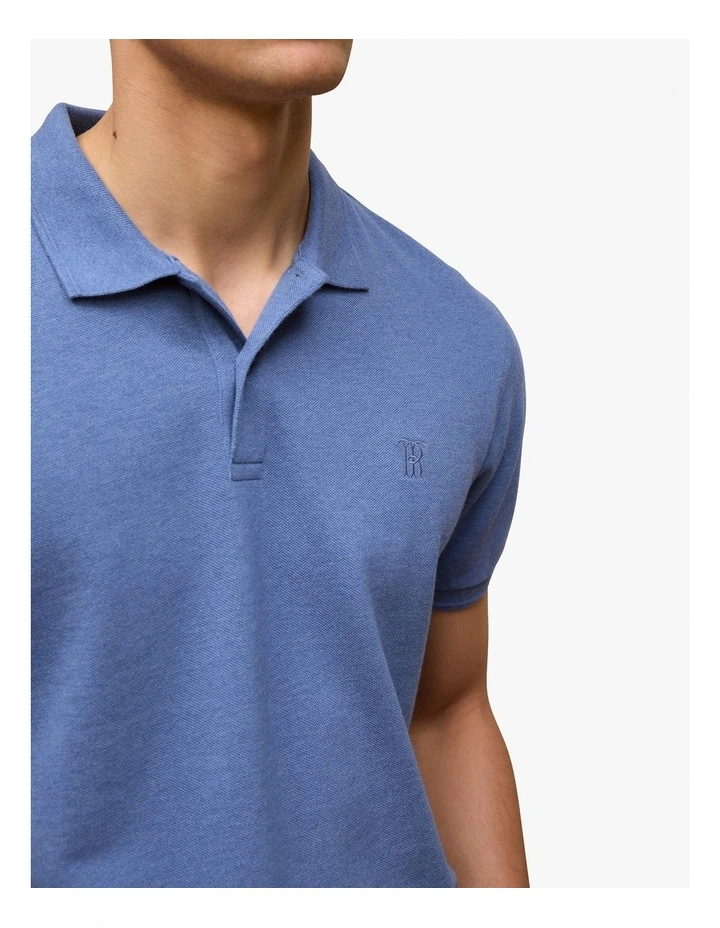Pique Marle Monogram Polo in True Blue image 3