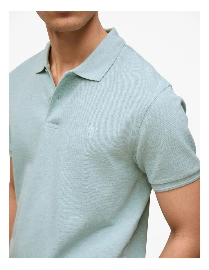 Pique Marle Monogram Polo in Light Mint image 3