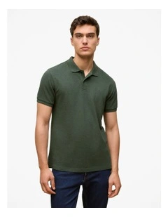 Pique Marle Monogram Polo in Woodland Green
