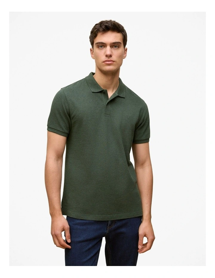Pique Marle Monogram Polo in Woodland Green image 1