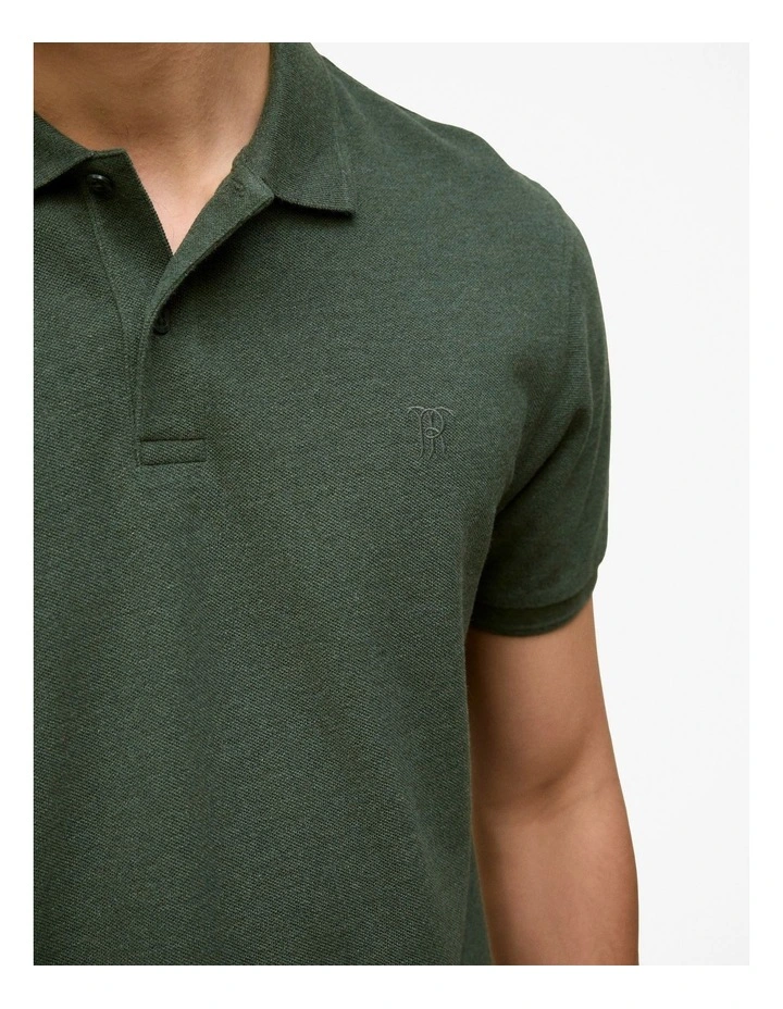 Pique Marle Monogram Polo in Woodland Green image 3