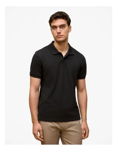 Pique Classic Short Sleeve Polo in Black
