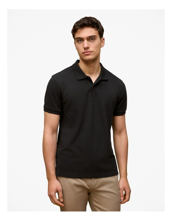 Pique Classic Short Sleeve Polo in Black image 1