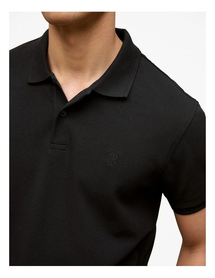 Pique Classic Short Sleeve Polo in Black image 3