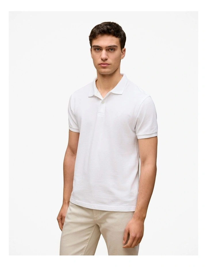 Pique Classic Short Sleeve Polo in White image 1