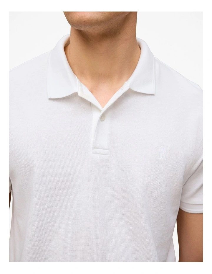 Pique Classic Short Sleeve Polo in White image 3