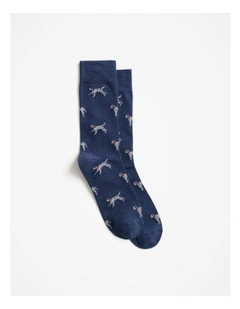 Dalmatian Crew Socks in Royal Blue