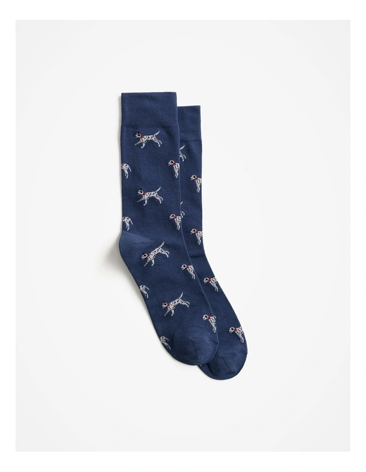 Dalmatian Crew Socks in Royal Blue image 1