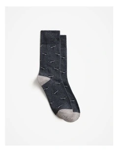 Travel Crew Socks in Denim Marle