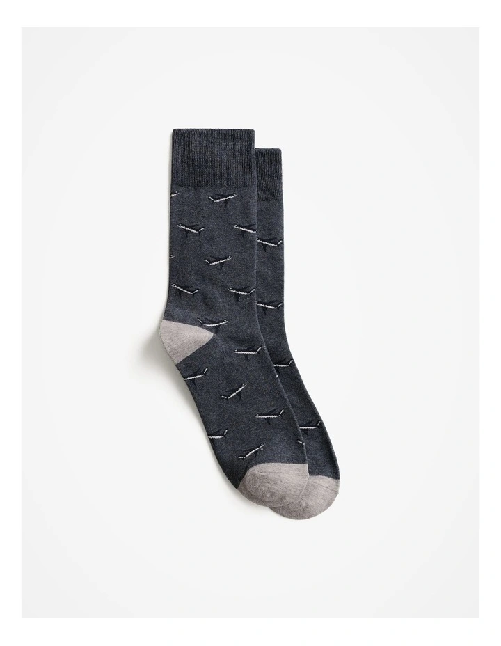 Travel Crew Socks in Denim Marle image 1