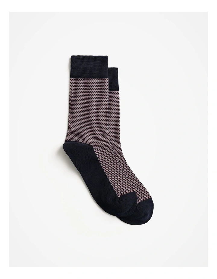 Contrast Stitch Crew Socks in Peach image 1