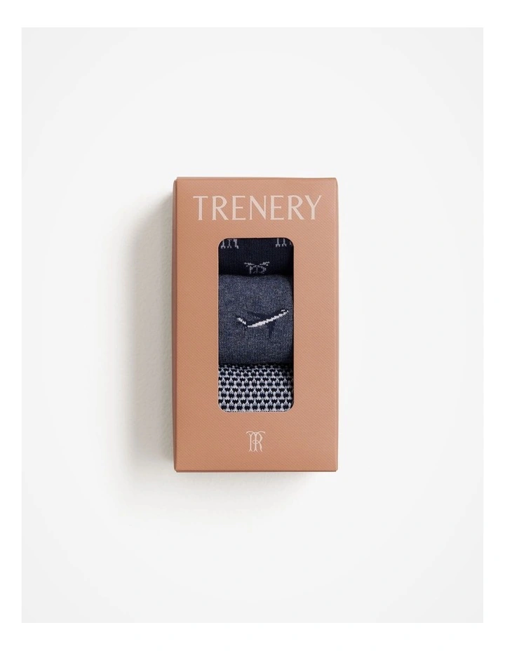 Monogram Sock Gift Set in Navy Multi image 1