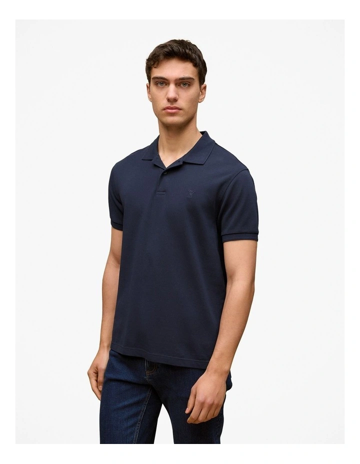 Pique Classic Short Sleeve Polo Shirt in Navy image 1