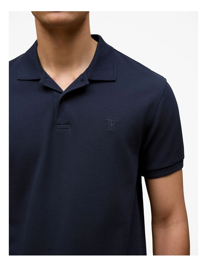 Pique Classic Short Sleeve Polo Shirt in Navy image 3