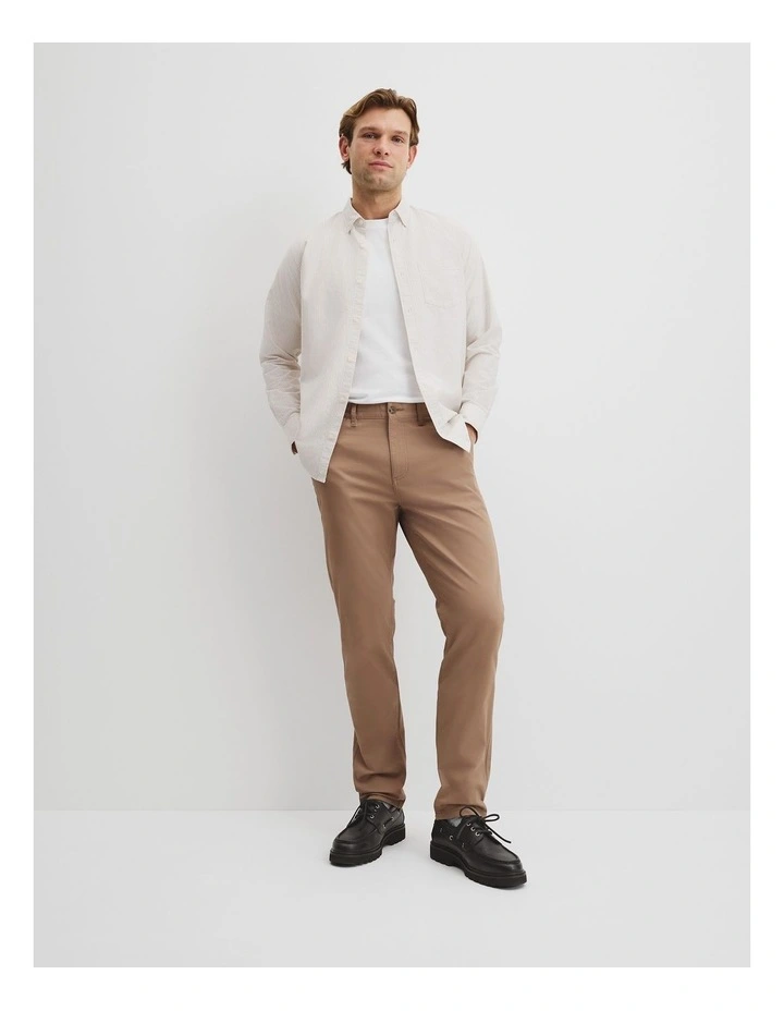 Australian Cotton Tapered Fit Stretch Chino in Tan image 1