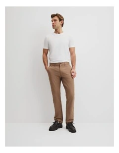 Australian Cotton Standard Fit Stretch Chino in Tan