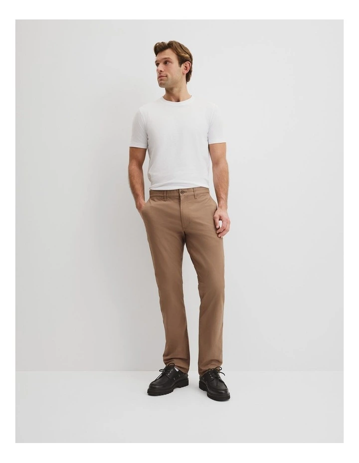 Australian Cotton Standard Fit Stretch Chino in Tan image 1