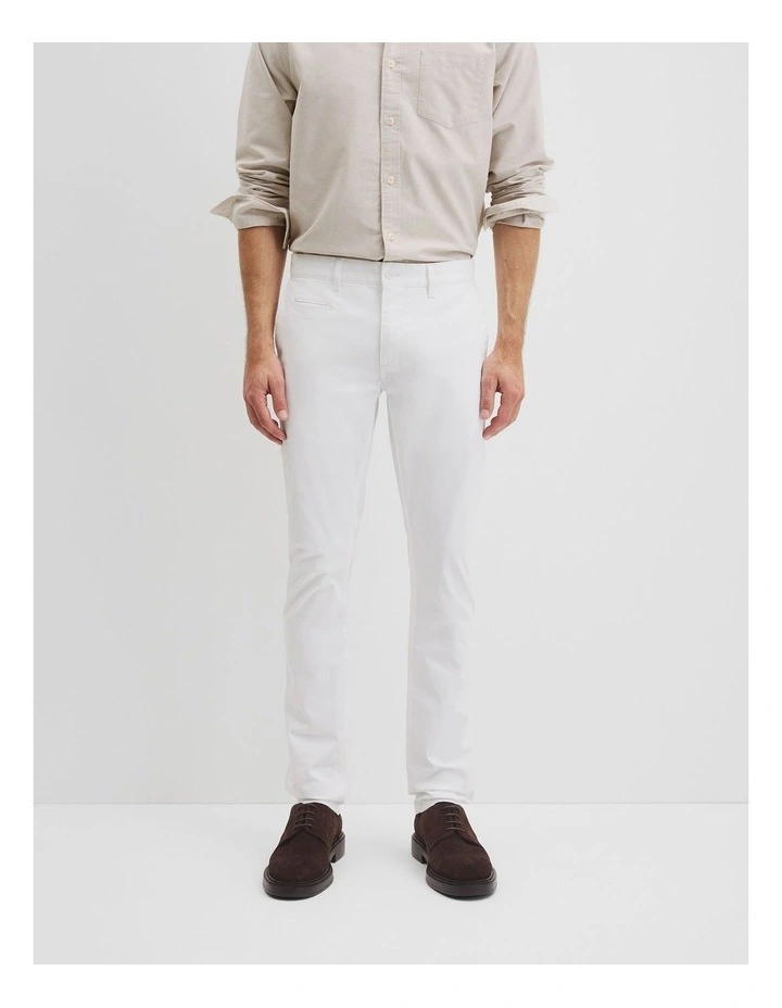 Australian Cotton Slim Fit Stretch Chino in White image 2