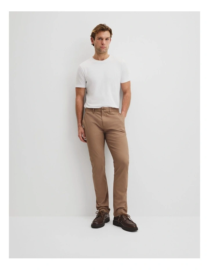 Australian Cotton Slim Fit Stretch Chino in Tan image 1