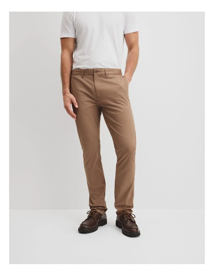 Australian Cotton Slim Fit Stretch Chino in Tan image 3