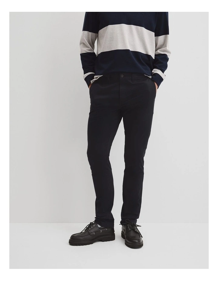 Australian Cotton Slim Fit Stretch Chino in Jet Black image 2