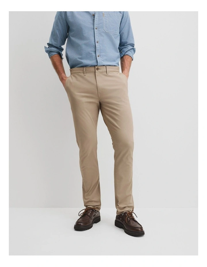 Australian Cotton Slim Fit Stretch Chino in Birch image 3