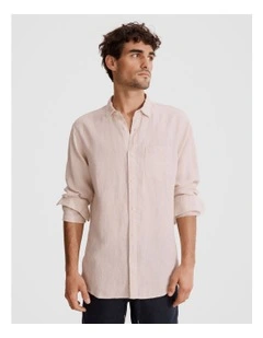 Regular Fit Organically Grown Linen Shirt in Almond