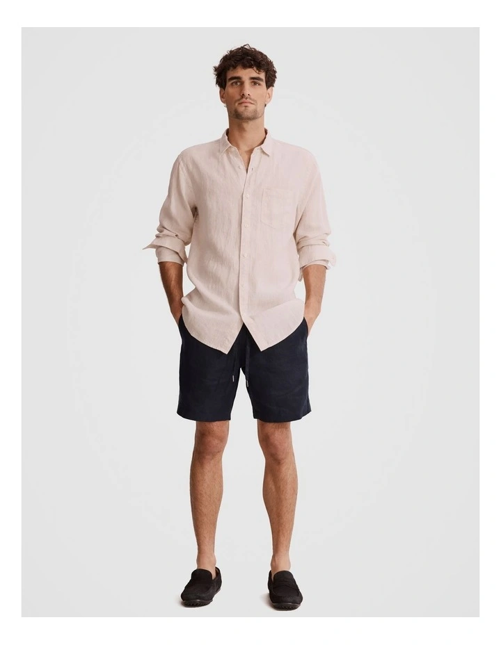 Regular Fit Organically Grown Linen Shirt in Almond image 3