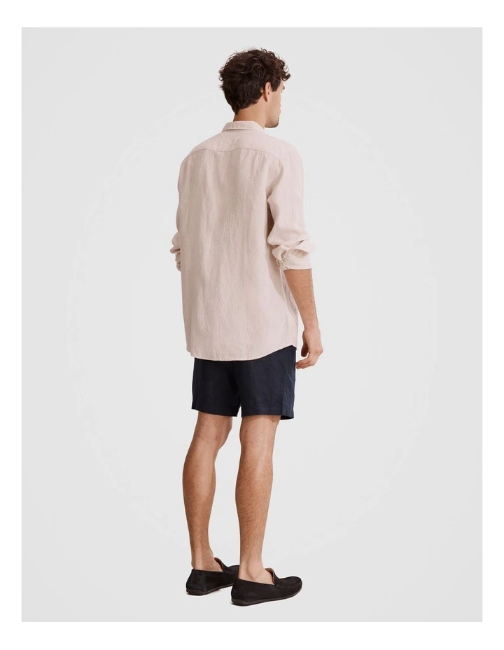 Regular Fit Organically Grown Linen Shirt in Almond image 4