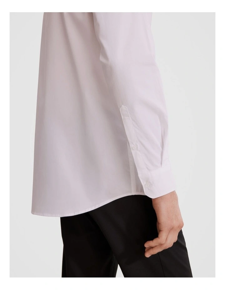 Tailored Fit Poplin Stretch Shirt in White image 2