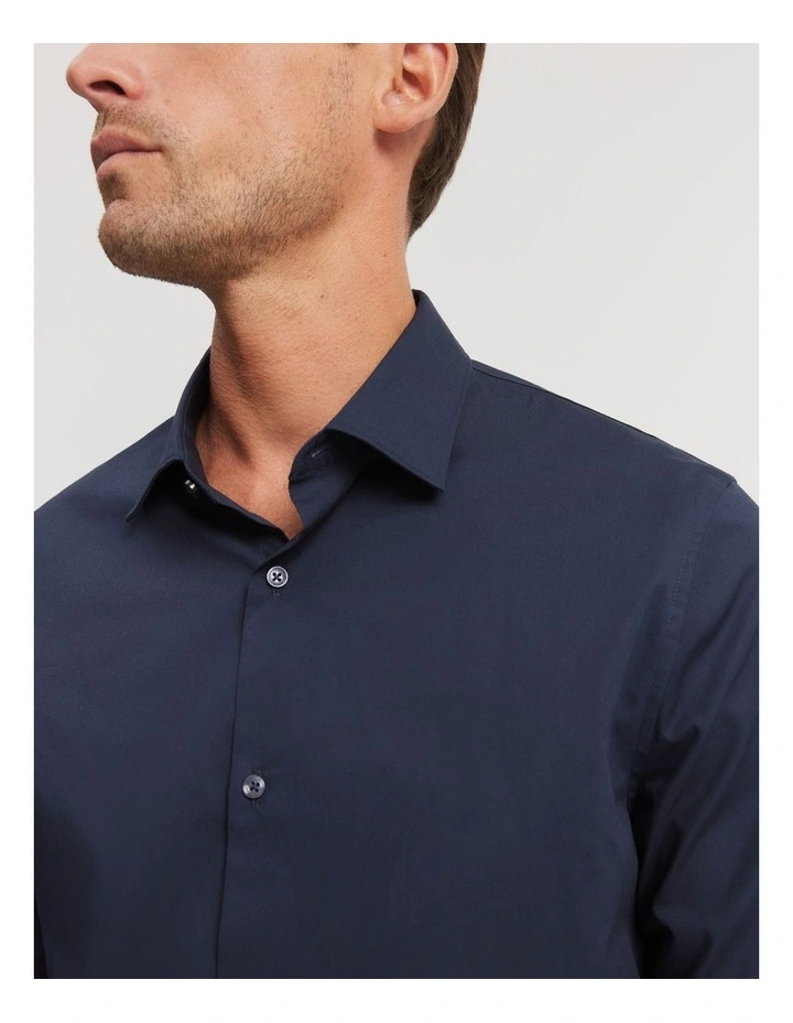 Tailored Fit Poplin Stretch Shirt in Ink image 2