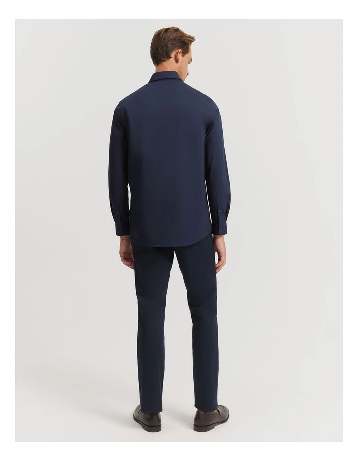 Tailored Fit Poplin Stretch Shirt in Ink image 4