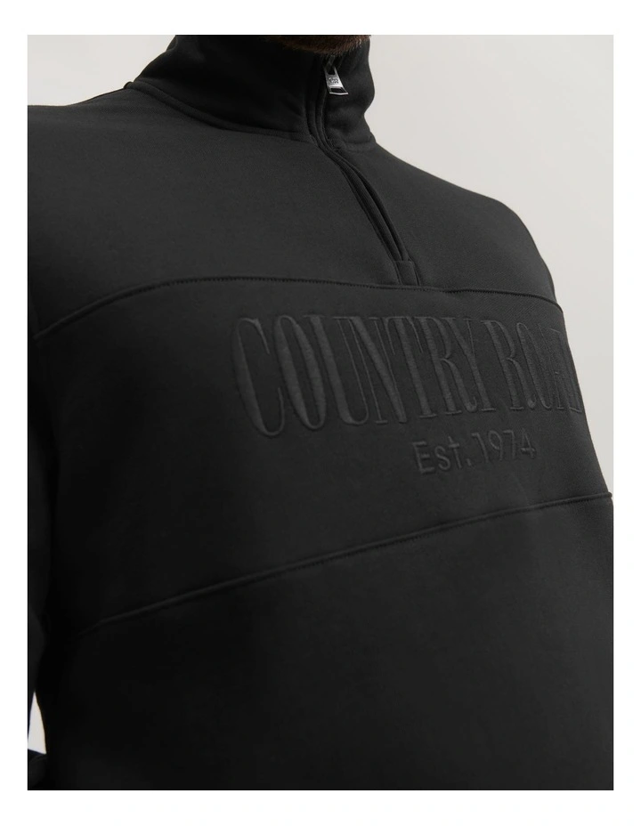 Verified Australian Cotton Half Zip Heritage Sweat in Black image 2