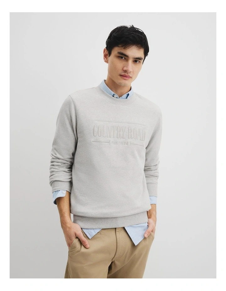 Verified Australian Cotton Heritage Sweat in Light Grey Marle image 1
