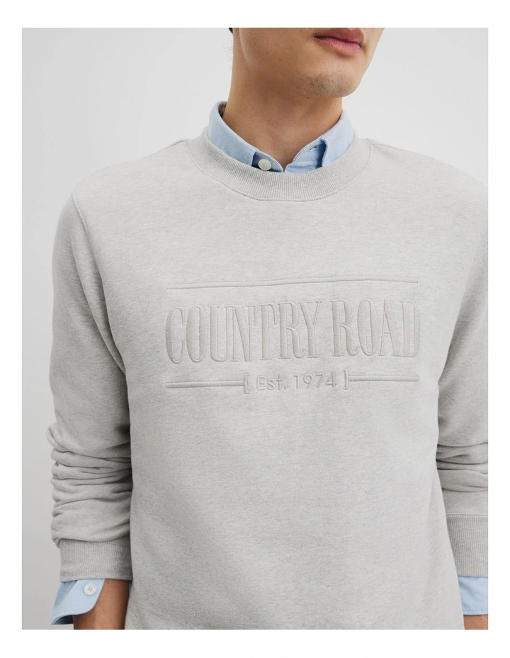 Verified Australian Cotton Heritage Sweat in Light Grey Marle image 2