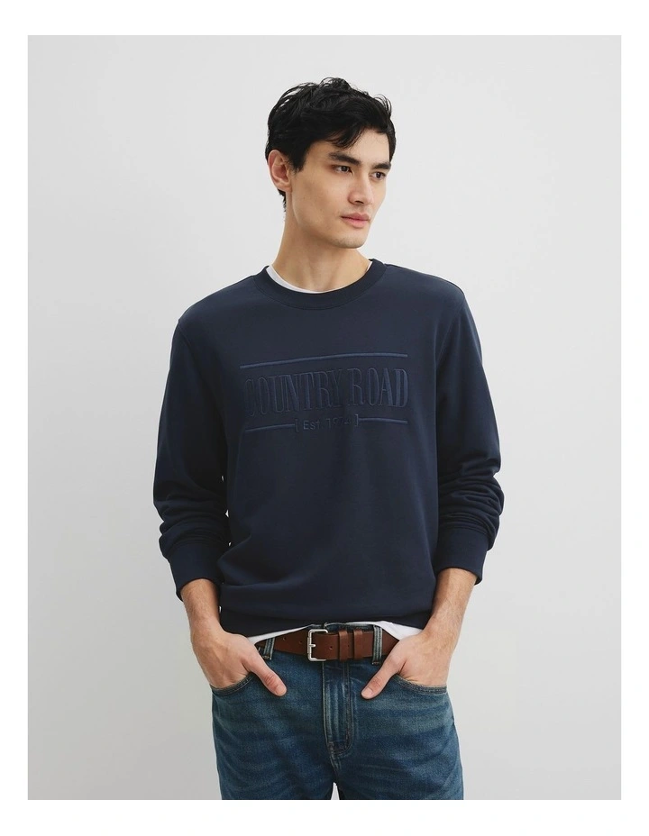 Verified Australian Cotton Heritage Sweat in Navy image 1