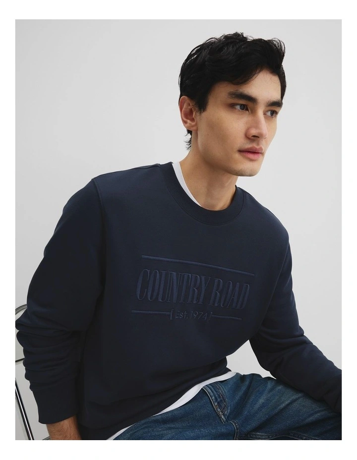 Verified Australian Cotton Heritage Sweat in Navy image 2