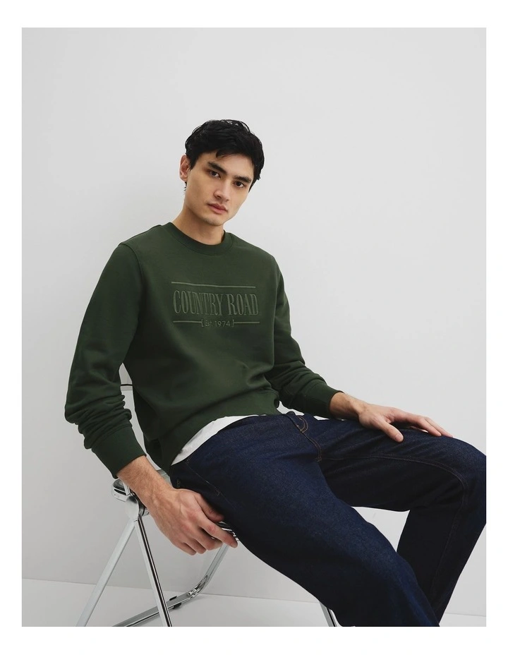 Verified Australian Cotton Heritage Sweat in Eden Green image 3