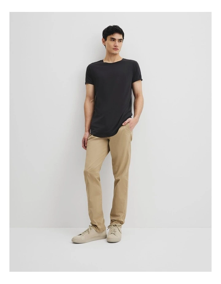 Australian Cotton Longline Garment Dyed T-shirt in Black image 1