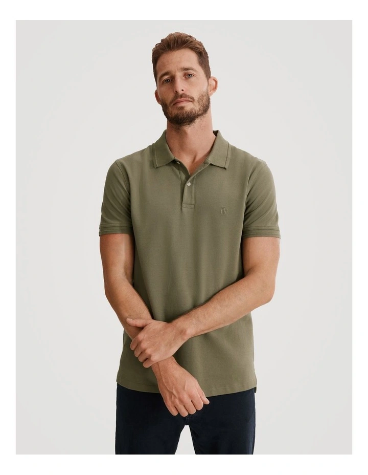 Verified Australian Cotton Pique Polo in Fern Green image 1