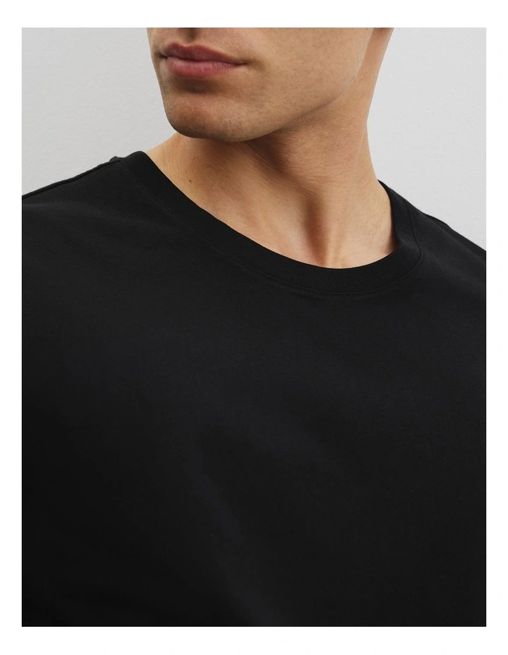 Pima Cotton Crew T-shirt in Black image 3