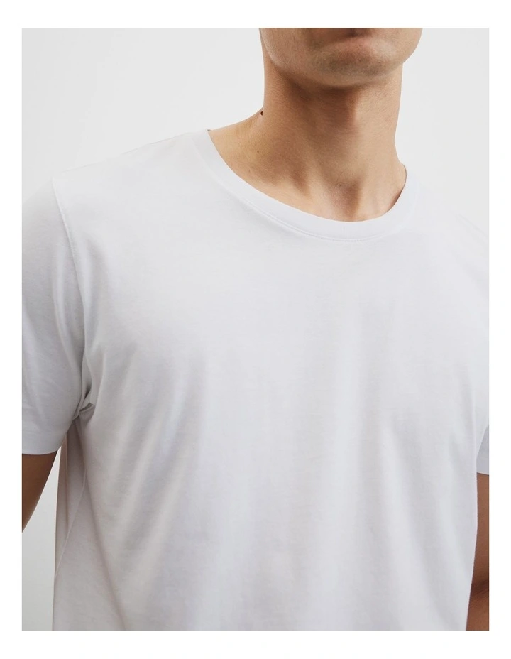 Pima Cotton Crew T-shirt in White image 3