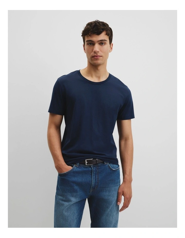 Pima Cotton Crew T-shirt in Navy image 2