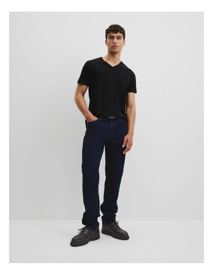 Pima Cotton V-Neck T-shirt in Black image 2