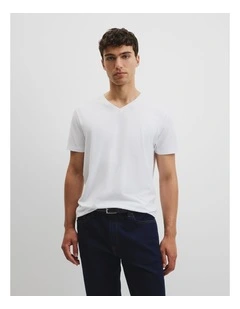 Pima Cotton V-neck T-shirt in White