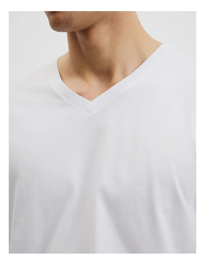 Pima Cotton V-neck T-shirt in White image 3