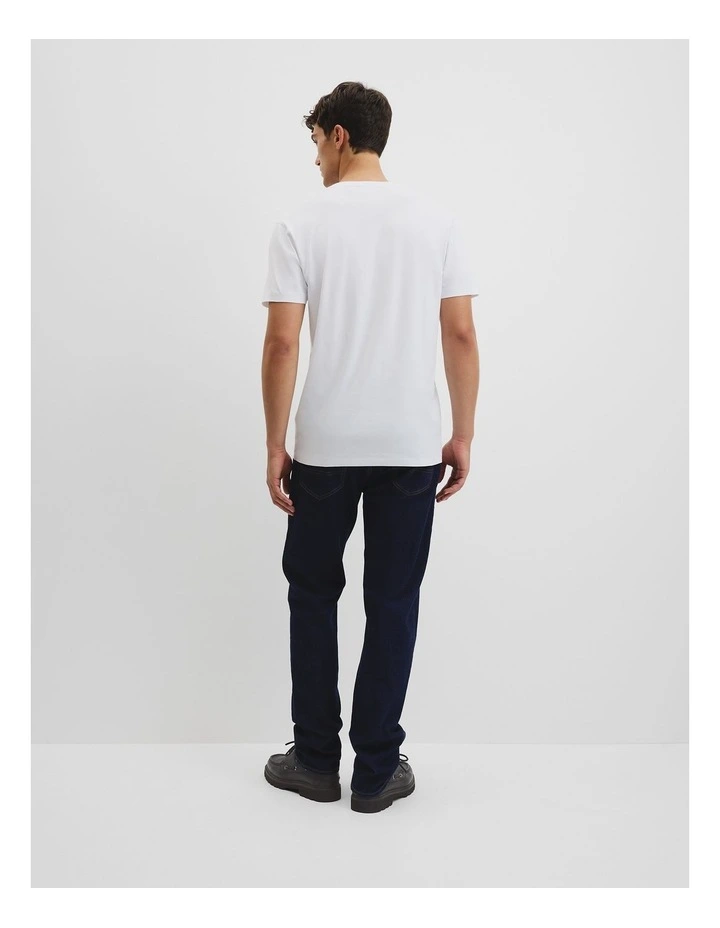 Pima Cotton V-neck T-shirt in White image 4