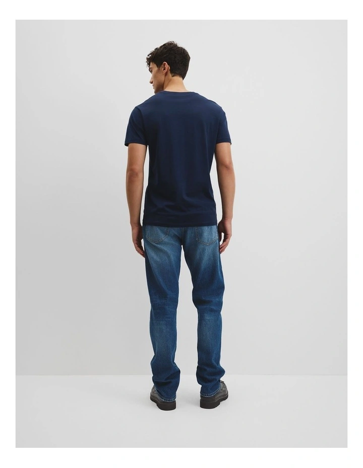 Pima Cotton V-Neck T-shirt in Navy image 4