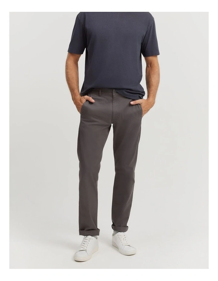 Australian Cotton Standard Fit Stretch Chino in Charcoal image 1