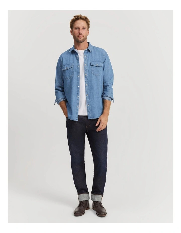 Regular Fit Denim Shirt in Light Wash image 3